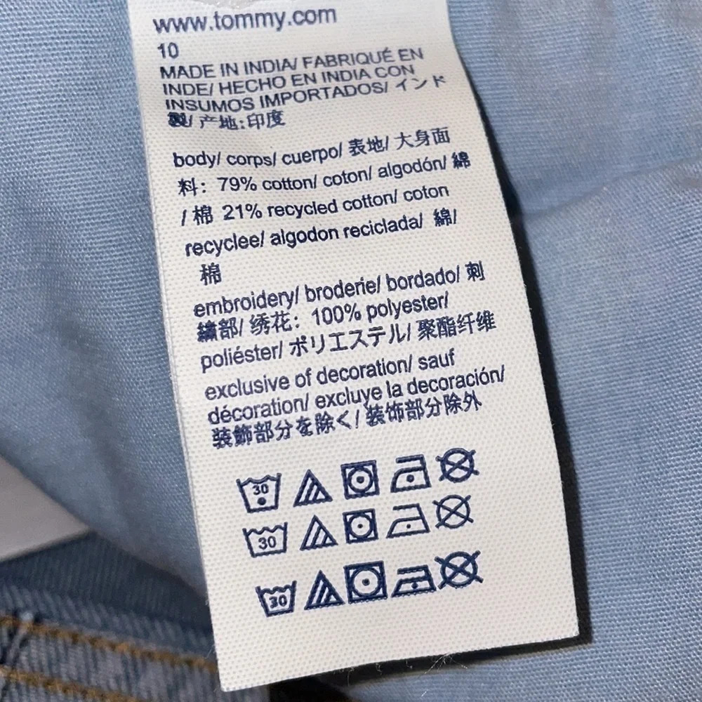 Tommy Hilfiger women’s jeans 10 cropped trend embroider blue red logo new denim - Picture 8 of 9